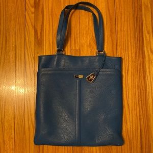 Cole Haan blue leather tote bag 💙 with tan CH lining.